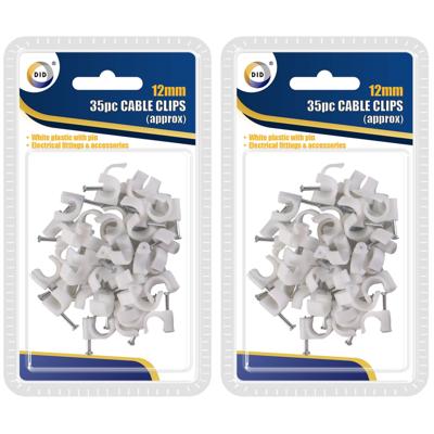 DID Kabelclips-Kabelklemmen - 70x stuks - met spijker - 12 mm DID Kabelclips-Kabelklemmen - 70x stuks - met spijker - 12 mm
