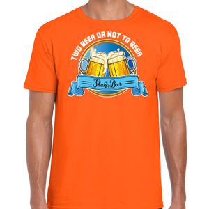 Bellatio Decorations Apres ski t-shirt heren - two beer or not to beer - oranje - wintersport - bier 2XL  -