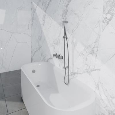 Fortifura Nebbio Badcombinatie-set - thermostaatkraan - inbouwdeel - glijstang - metalen doucheslang - staaf handdouche - badafvoer opbouw - geborsteld RVS PVD (RVS) SW1183066 SW1111529 SW706208 SW496812 SW1108811 SW