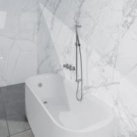 Fortifura Nebbio Badcombinatie-set - thermostaatkraan - inbouwdeel - glijstang - metalen doucheslang - staaf handdouche - badafvoer opbouw - geborsteld RVS PVD (RVS) SW1183066 SW1111529 SW706208 SW496812 SW1108811 SW
