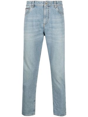 Brunello Cucinelli jean crop à coupe droite - Bleu
