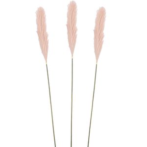 Mica Decorations pluimgras losse steel/tak - 3x - pastel roze - 104 cm - decoratie kunst pluimen - Kunstplanten