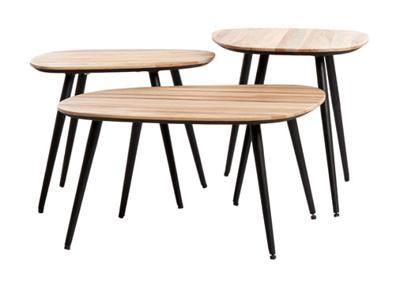 Light & Living Salontafel 'Viejo' Hout en metaal, Set van 3 stuks, kleur Naturel