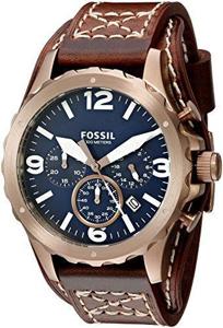 Fossil heren analoog quartz horloge met leren band 46 mm JR1505