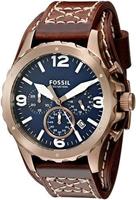 Fossil heren analoog quartz horloge met leren band 46 mm JR1505
