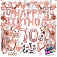 Fissaly® 70 Jaar Rose Goud Verjaardag Decoratie Versiering – Feest - Helium, Latex & Papieren Confetti Ballonnen - thumbnail