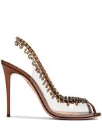 Aquazzura sandales Temptation 105 mm à ornements en cristal - Marron