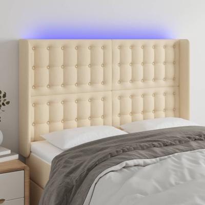 Hoofdbord LED 147x16x118/128 cm stof crèmekleurig