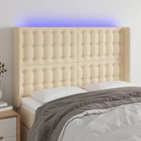 Hoofdbord LED 147x16x118/128 cm stof crèmekleurig