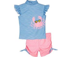 Playshoes tweedelige zwemsuit Krab Blauw Roze Maat