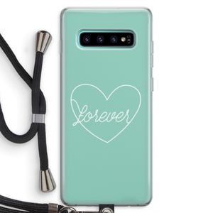 Forever heart pastel: Samsung Galaxy S10 Plus Transparant Hoesje met koord