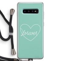 Forever heart pastel: Samsung Galaxy S10 Plus Transparant Hoesje met koord