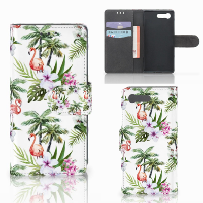 Sony Xperia X Compact | Telefoonhoesje | Met pasjeshouder | Flamingo Palms