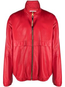 Moschino veste bomber en cuir à plaque logo - Rouge