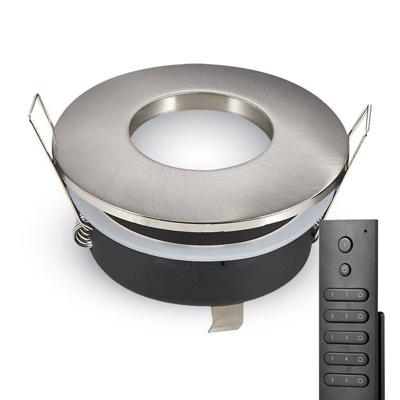 8x LED inbouwspots Vegas - Geborsteld aluminium - 4 Watt 345 lumen - 2700K warm wit - IP44 waterdicht - GU10 - Dimbaar - met dimmer en afstandsbediening - Voor badkamer