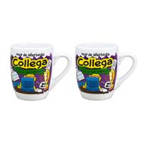 Cartoon cadeau koffie mok/beker - Set van 2x stuks - voor de allerbeste collega - 300 ml - koffiebek