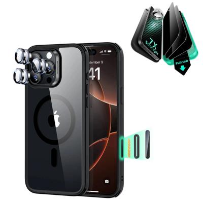iPhone 16 Pro Max Classic Hybrid Magnetic Case (Camera Control) & Privacy Screen Protector Bundle - Clear Black