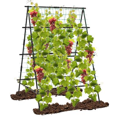 A-Vormige Komkommer Klimrek met Tuinnet en Plantenclips Metalen Plantenhouder Klimrooster 130 x 105 x 151 cm