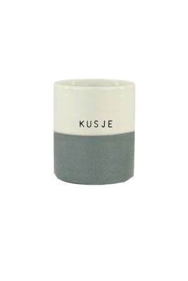 Zusss Geurkaars Kusje M Wit/grijsblauw