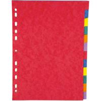 Pergamy tabbladen ft A4, 11-gaatsperforatie, stevig karton, geassorteerde kleuren, 12 tabs - thumbnail
