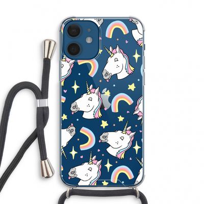 Rainbow Unicorn: iPhone 12 mini Transparant Hoesje met koord