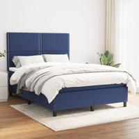Boxspring met matras stof blauw 140x200 cm