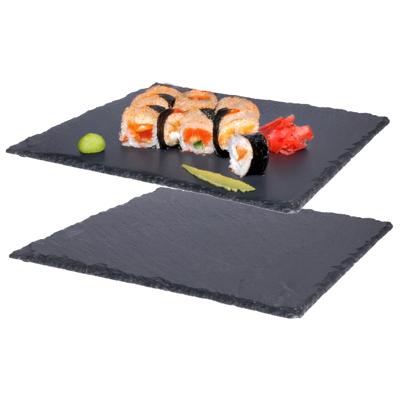 Set van 2x stuks leisteen serveerplank voor voedsel en hapjes 30 x 30 cm