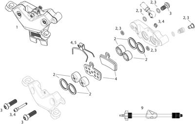 SRAM schijfrem "motive silver" front disc brakes motifs silver black