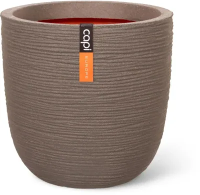 Capi nature bol rib nl kunststof bloempot 54x52 cm warme taupe