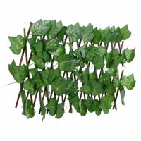 VidaXL Kunstplant druivenblad op latwerk uittrek baar 180x20 cm groen