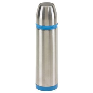 2x RVS thermosflessen/isoleerflessen 500 ml zilver/blauw