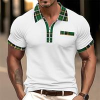 Voor heren Polo met rits Golfshirt Casual Revers Kwart ritssluiting Korte mouw Modieus Basic Effen Kwart ritssluiting Zomer Normale pasvorm Donker rood Wit Marineblauw Groen Khaki Polo met rits Lightinthebox