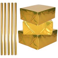 5x Rollen inpakpapier / cadeaufolie metallic goud 200 x 70 cm - thumbnail