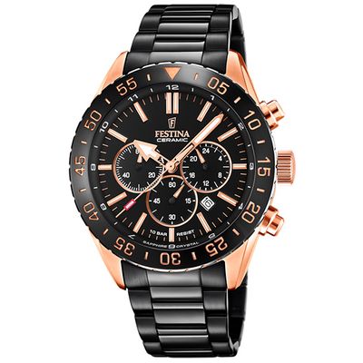 Festina F20578/1 Horloge Ceramic staal rosekleurig-zwart 44 mm