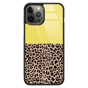 iPhone 12 Pro Max glazen hardcase - Luipaard geel