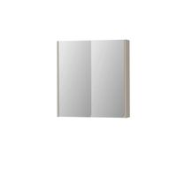 INK SPK2 Spiegelkast - 70x14x74cm - 2 deuren - dubbelzijdige Spiegel - schakelaar en stopcontact - MDF lak Mat kasjmier grijs 1105179