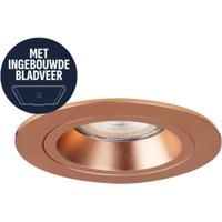 Spot Armatuur GU10 - Pragmi Motion - GU10 Inbouwspot met Bladveren - Rond - Koper - Aluminium - Ø93mm