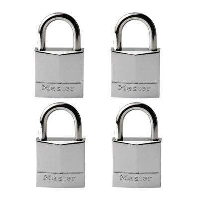 Masterlock 4 x 20mm - 12mm steel shackle, 4mm diam. - 3-pin cylinder - keyed alik - 629EURQ