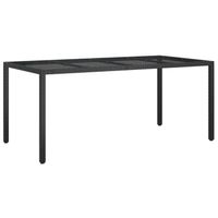 vidaXL Tuintafel 190x90x75 cm gehard glas en poly rattan black