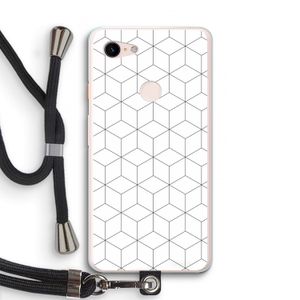 Zwart-witte kubussen: Pixel 3 XL Transparant Hoesje met koord