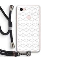 Zwart-witte kubussen: Pixel 3 XL Transparant Hoesje met koord