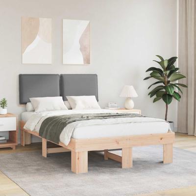 Bedframe met Gevoerd Hoofdgedeelte Lichtgrijs 120 x 200 cm