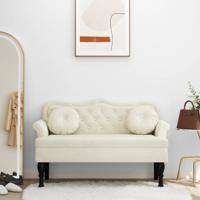 Bankje met kussens 120,5x65x75 cm fluweel crmekleurig