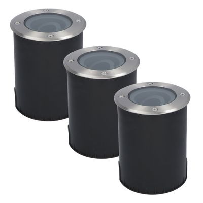 HOFTRONIC™ 3x Lilly dimbare LED Grondspot - Kantelbaar - Overrijdbaar - Rond - RVS - excl. GU10 lamp - IP67 waterdicht - 3 jaar garantie