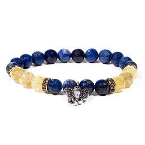 Edelsteen Armband Lapis lazuli/ Rutielkwarts met Ganesha