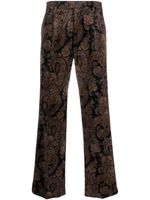 ETRO pantalon en velours côtelé à motif cachemire - Noir