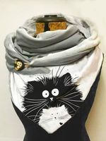 Windproof Warm Autumn Winter Cat Pattern Scarf Triangle Scarf