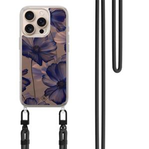 iPhone 16 Pro hoesje met zwart koord - Twilight petals