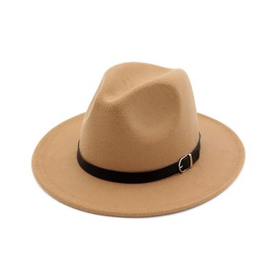 Mannen Fedoras vrouwen jazz hoed zwart wollen Blend GLB outdoor casual hoed (Camel)