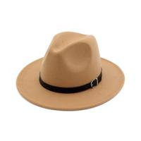 Mannen Fedoras vrouwen jazz hoed zwart wollen Blend GLB outdoor casual hoed (Camel)